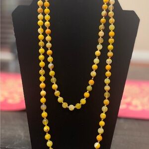Citrine Stone Necklace with Gold accent (Hand Made)